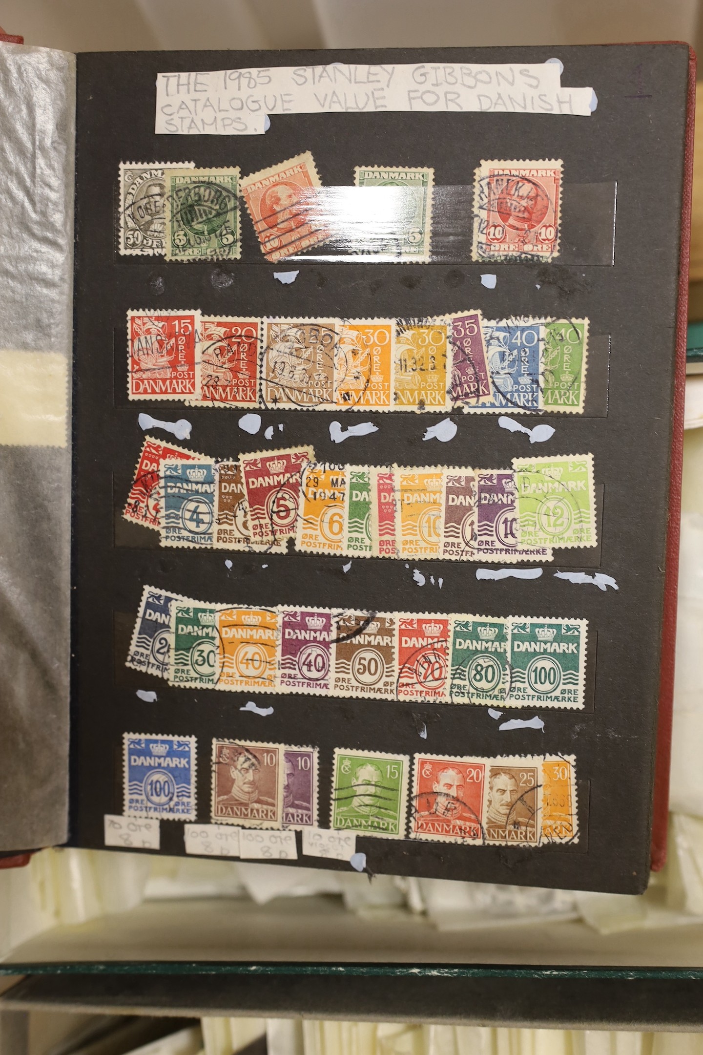Great Britain stamp collection including a 1d black poor condition 1841 1d red browning, 1d reds , modern decimal mint commemoratives, a presentation packs plus various world stamps in an album and loose, 4 boxes